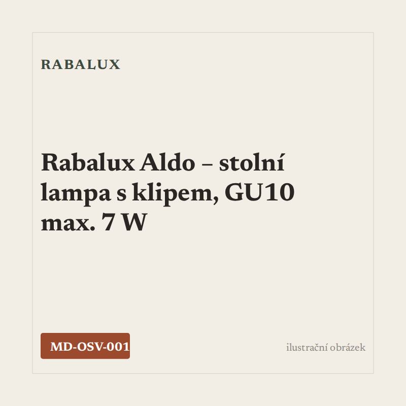 Rabalux Aldo – stolní lampa s klipem, GU10 max. 7 W
