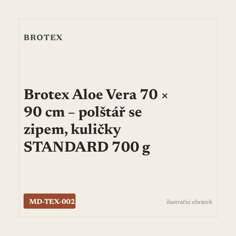 Brotex Aloe Vera 70 × 90 cm – polštář se zipem, kuličky STANDARD 700 g