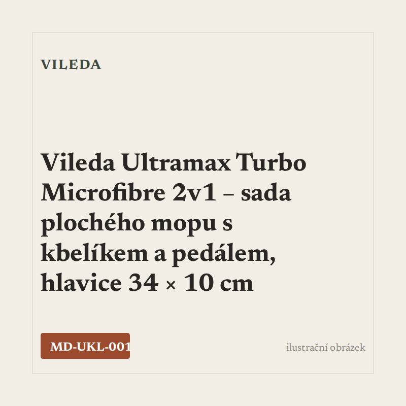 Vileda Ultramax Turbo Microfibre 2v1 – sada plochého mopu s kbelíkem a pedálem, hlavice 34 × 10 cm