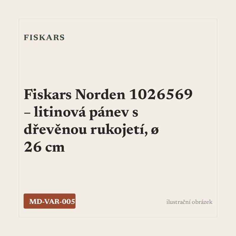Fiskars Norden 1026569 – litinová pánev s dřevěnou rukojetí, ø 26 cm